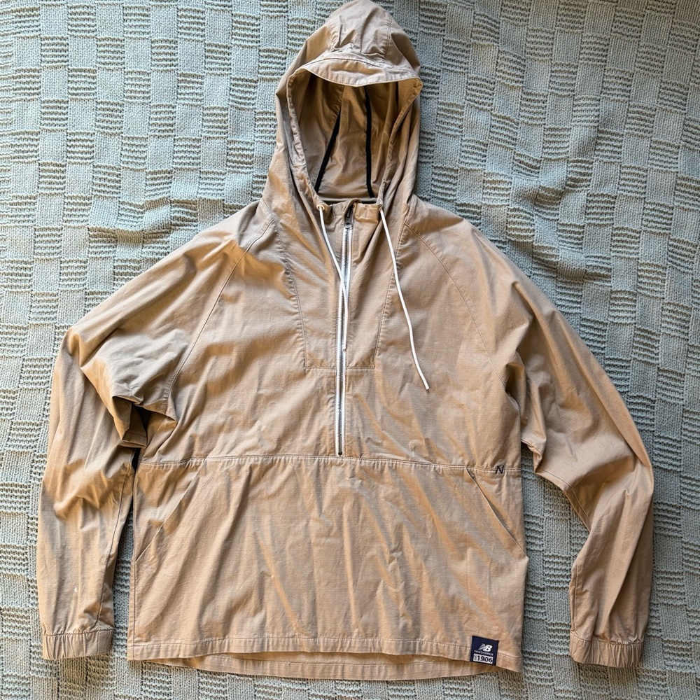 New Balance Men's Beige Hooded Windbreaker - Casuals style